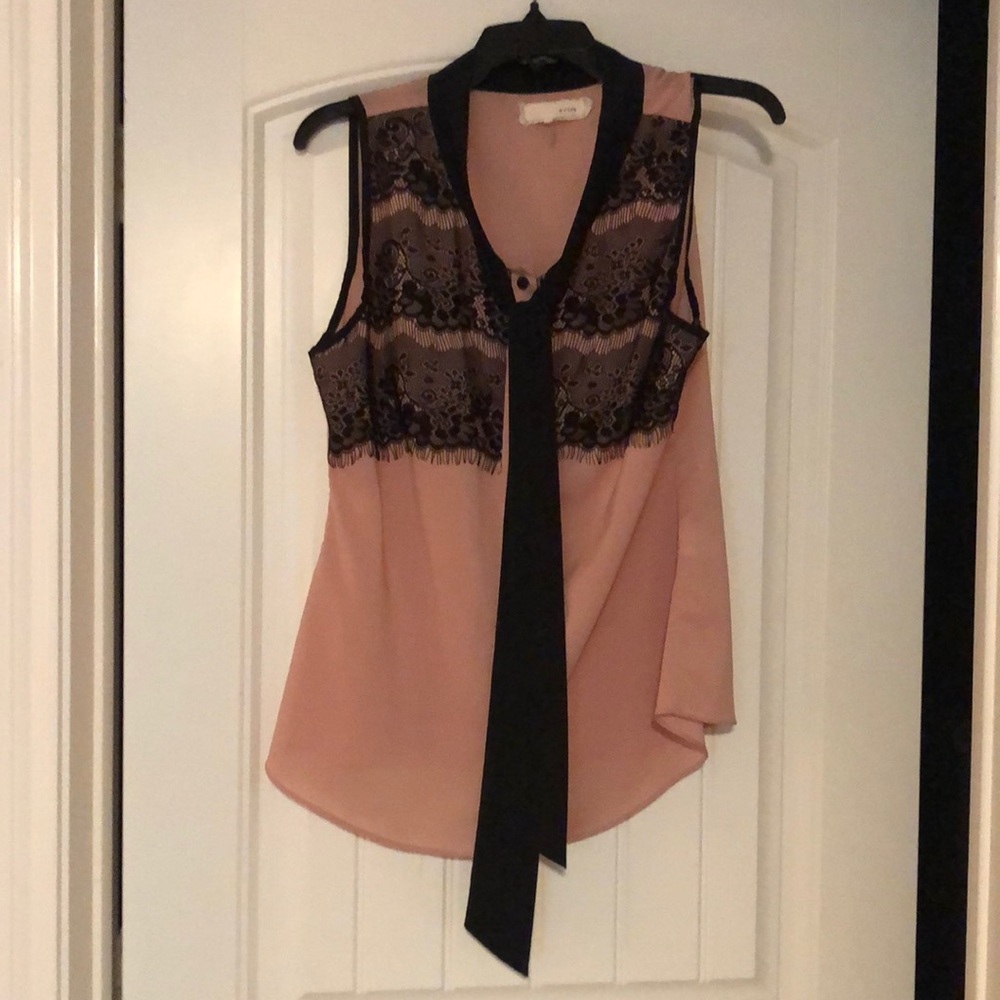 Pink and black lace tank